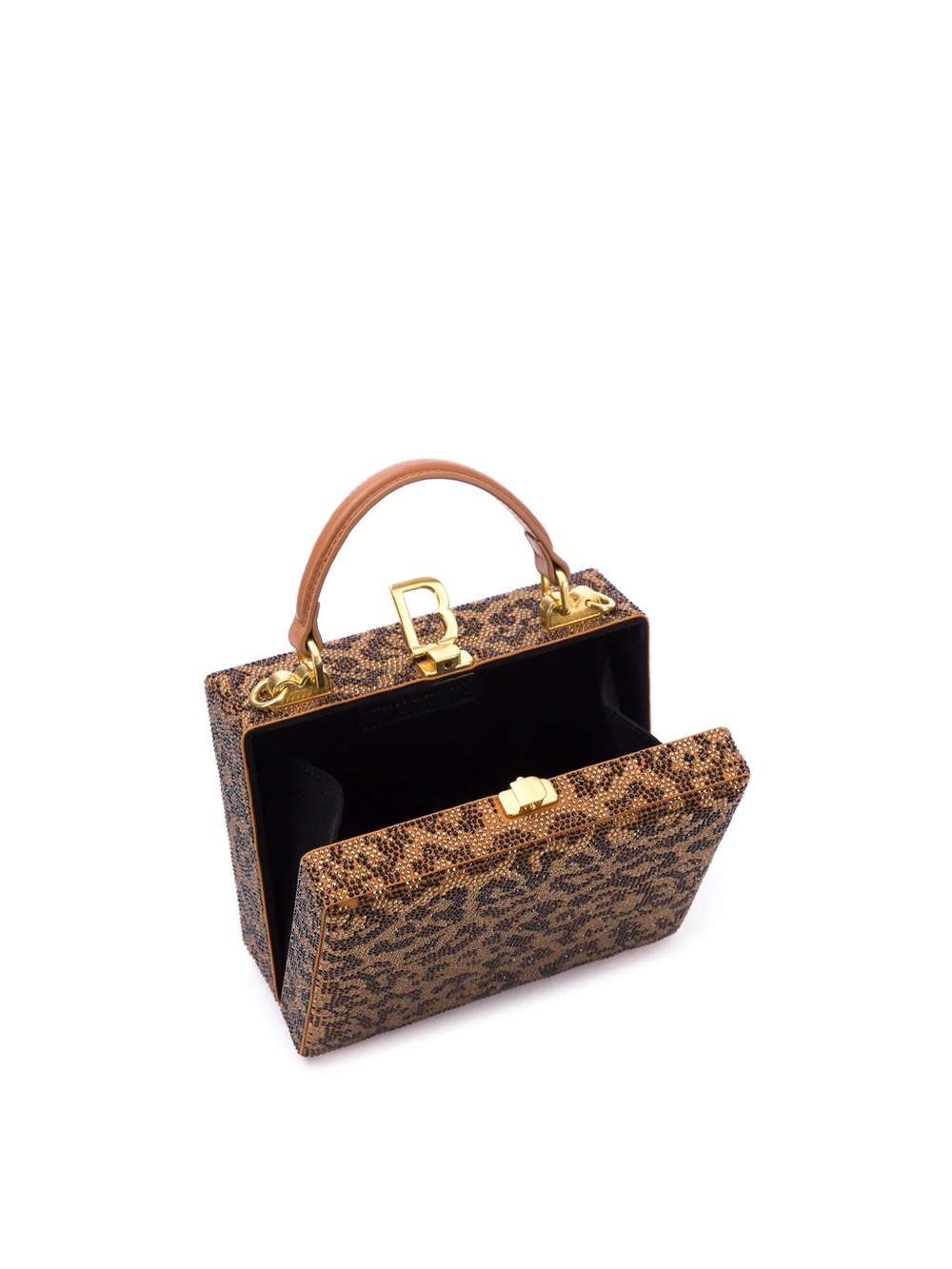 Brandon Blackwood Leopard-Print Top Handle Satchel with Gold Hardware